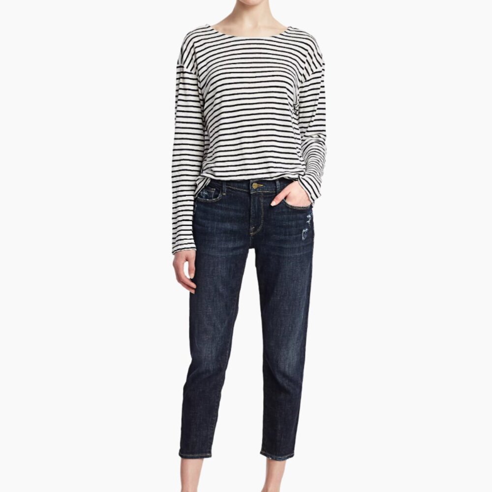 Le Garçon Mid-Rise Crop Roll Cuff Jeans